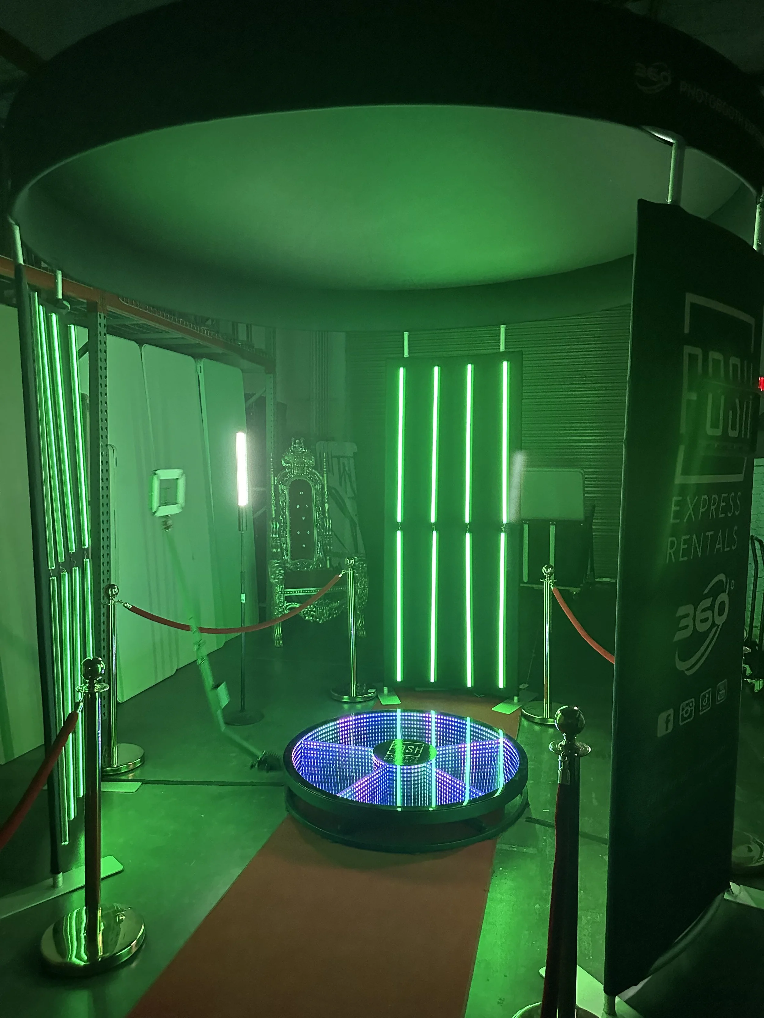 Interactive 360 photo booth party rentals capturing memorable moments at weddings and corporate events with guests enjoying immersive photography experience