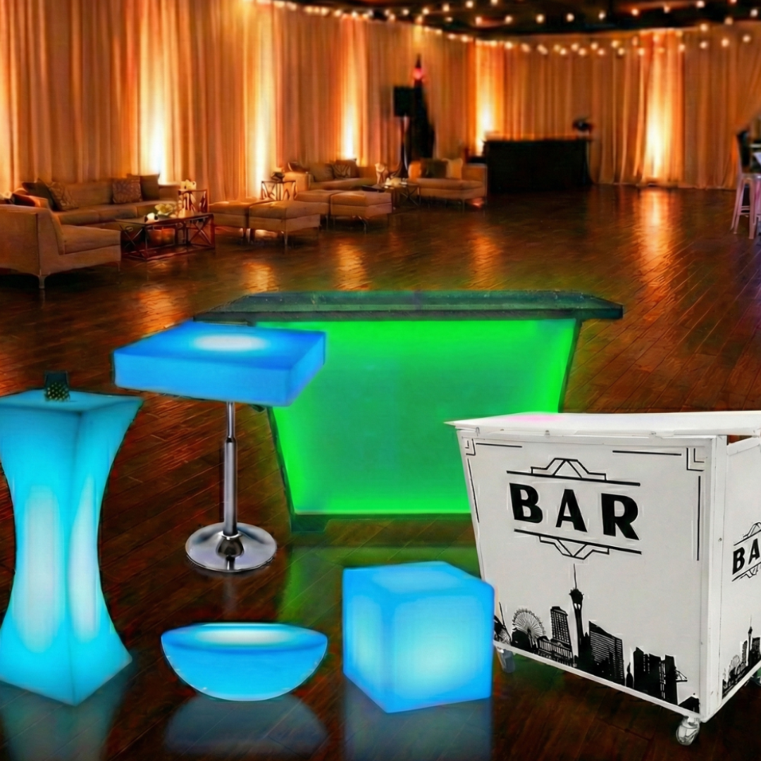 Glow-in-the-dark LED bar and LED furniture rentals in Las Vegas