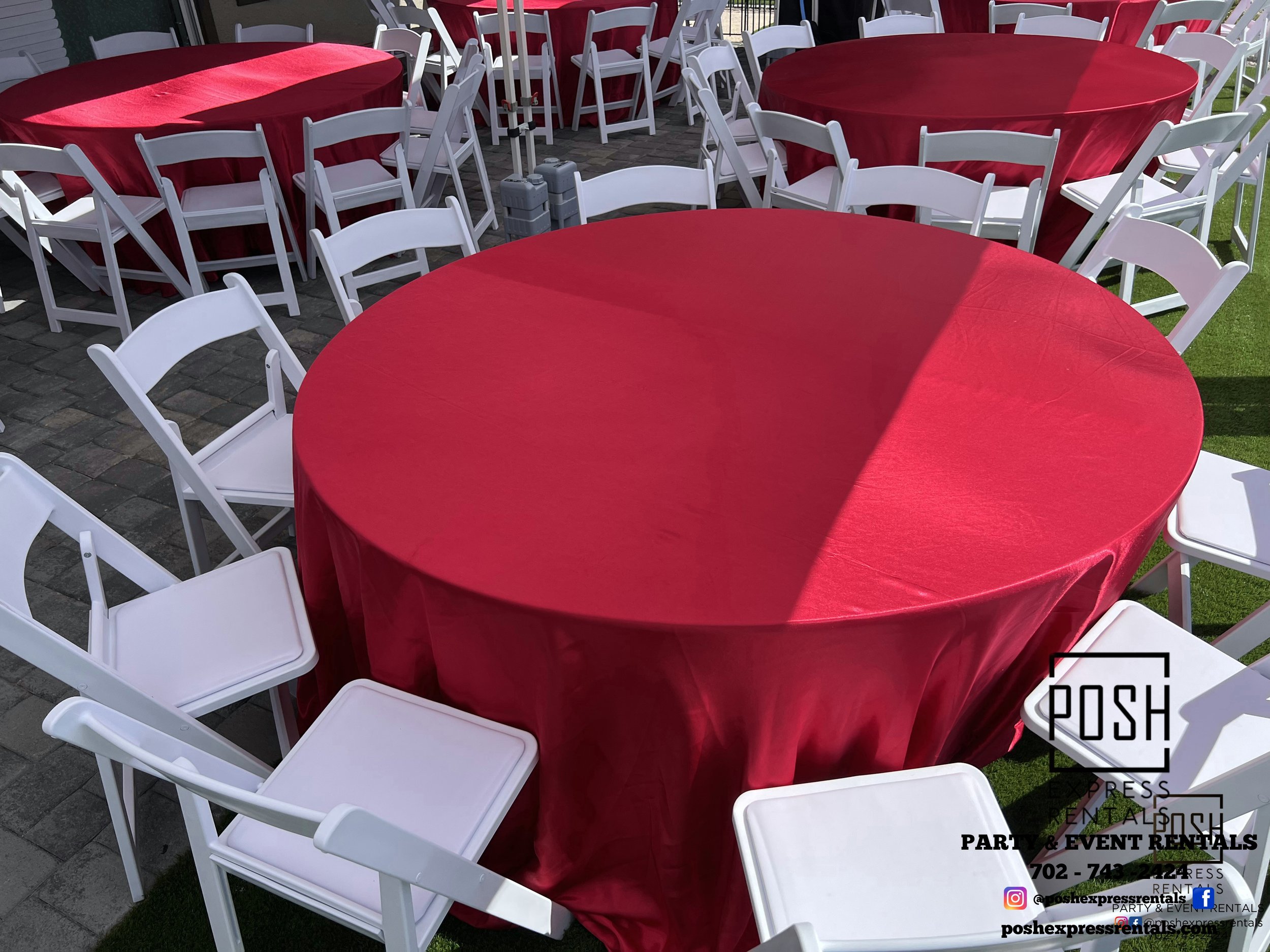 Table & Resin Padded Chair Rentals - Posh Express Rentals in Las Vegas - Party Rentals & Event Rentals - Wedding Rentals - Photo Booth Rentals - Baby Shower Rentals