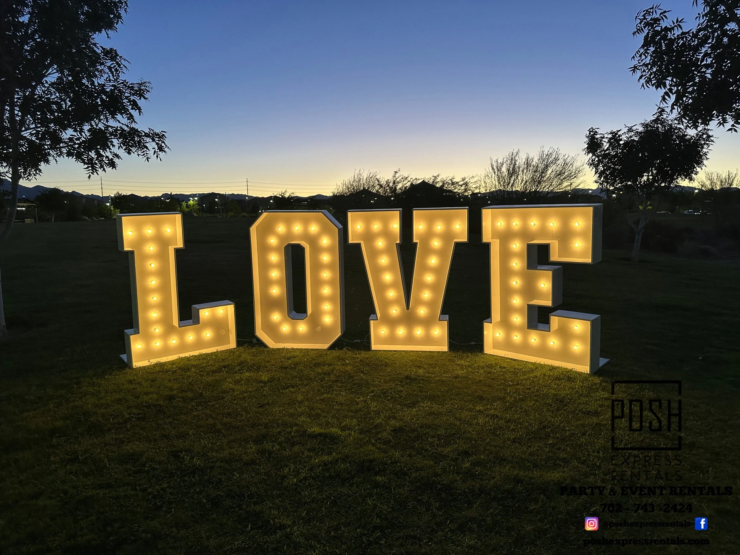 Love Marquee Letter Rentals - Posh Express Rentals in Las Vegas - Party Rentals & Event Rentals - Wedding Rentals - Photo Booth Rentals - Baby Shower Rentals
