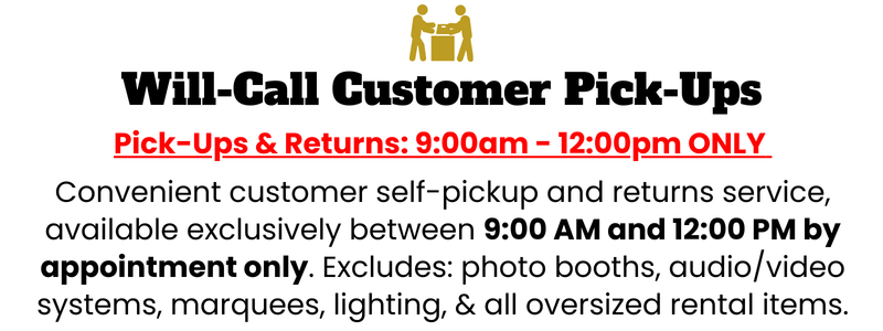 Will-Call Customer Pickups Party Rentals Las Vegas | Customer Self-Pickup & Returns for Event Rentals
