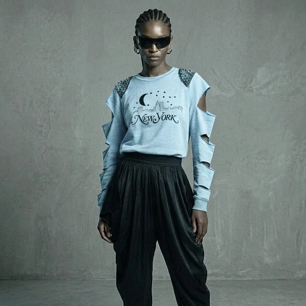 VINTAGE 1970s NEW YORK SLASHED SWEATSHIRT