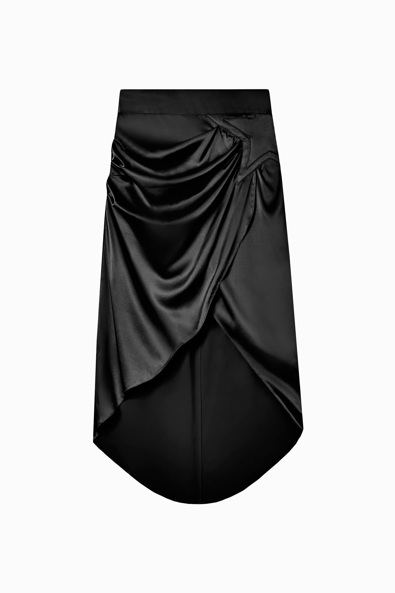 Black silk skirt with star detail and 1970's disco vibes