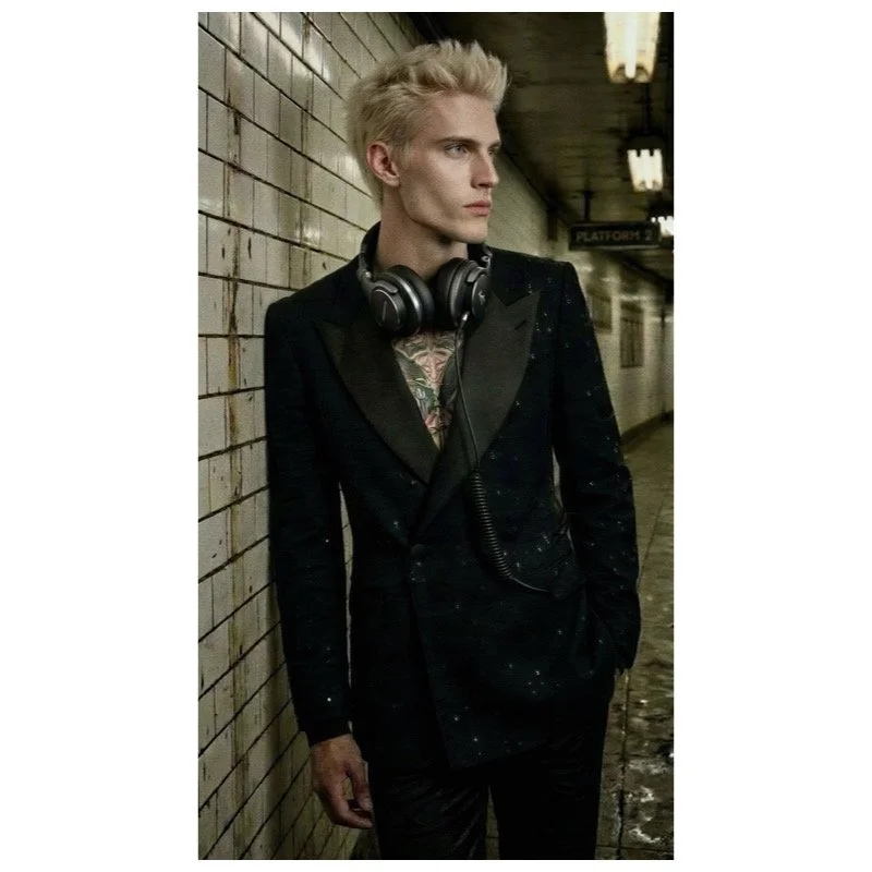 SMOKING TUX  JACKET | BARBED WIRE PIN STRIPE