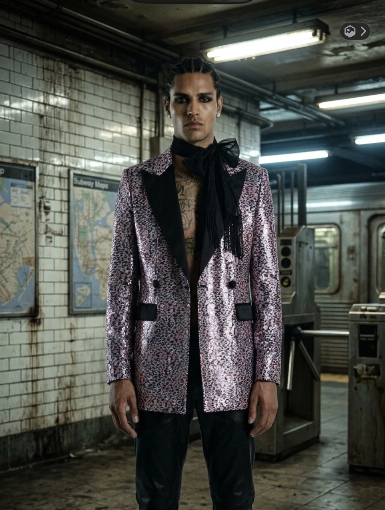 SMOKING TUX  | UNISEX JACKET | PINK LEOPARD METALLIC