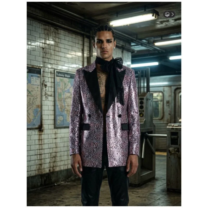 SMOKING TUX  | UNISEX JACKET | PINK LEOPARD METALLIC