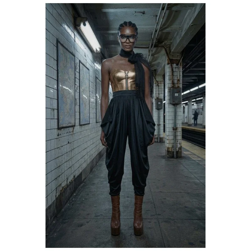 DRAPED HAREM PANT | BLACK