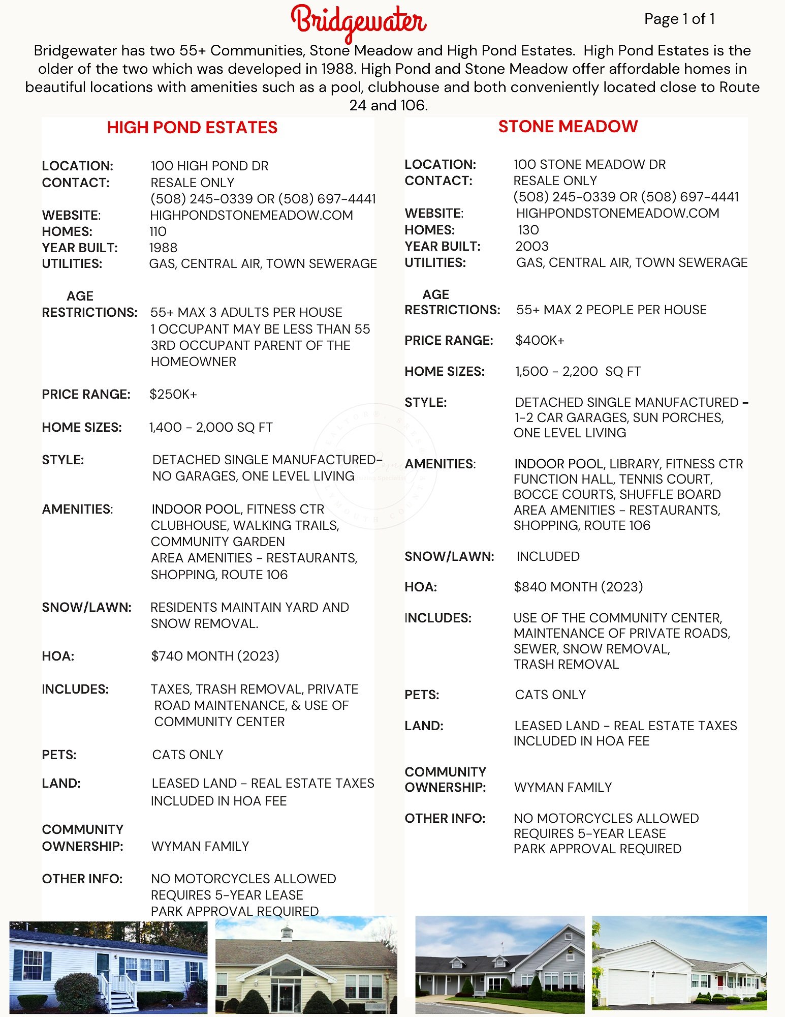 Over 55 Adult Communities in Bridgewater MA — Pam Corning, Realtor