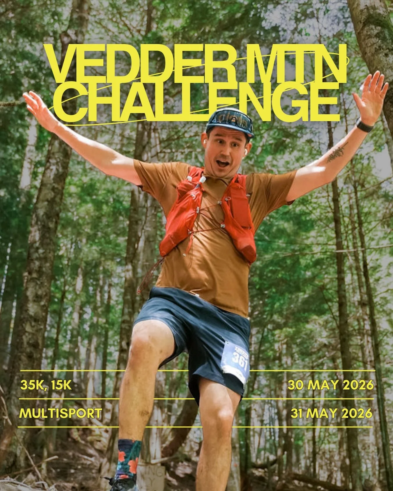 🌲 Vedder Mountain Challenge 🌲

Two days. One mountain.

Saturday: Trail Running
🔥 35km with 2000m of vert
⚡ 15km with 650m of vert
Steep climbs, fast descents, pure Vedder grit.

Sunday: Multisport
SUP + Mountain Bike + Trail Run
Go solo or build 