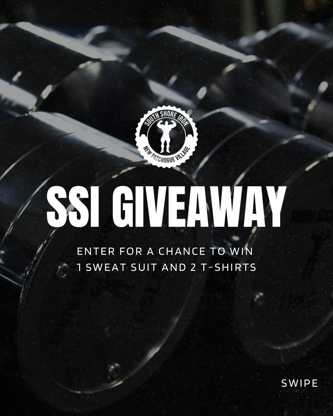 SSI GIVEAWAY TIME! 🎉
Win 1 sweat suit + 2 t-shirts from South Shore Iron!

HOW TO ENTER:
STEP 1: Follow @southshoreiron on Instagram
STEP 2: Like this post
STEP 3: Tag your workout partner in the comments
(Each additional tag = extra entry!)
BONUS: 