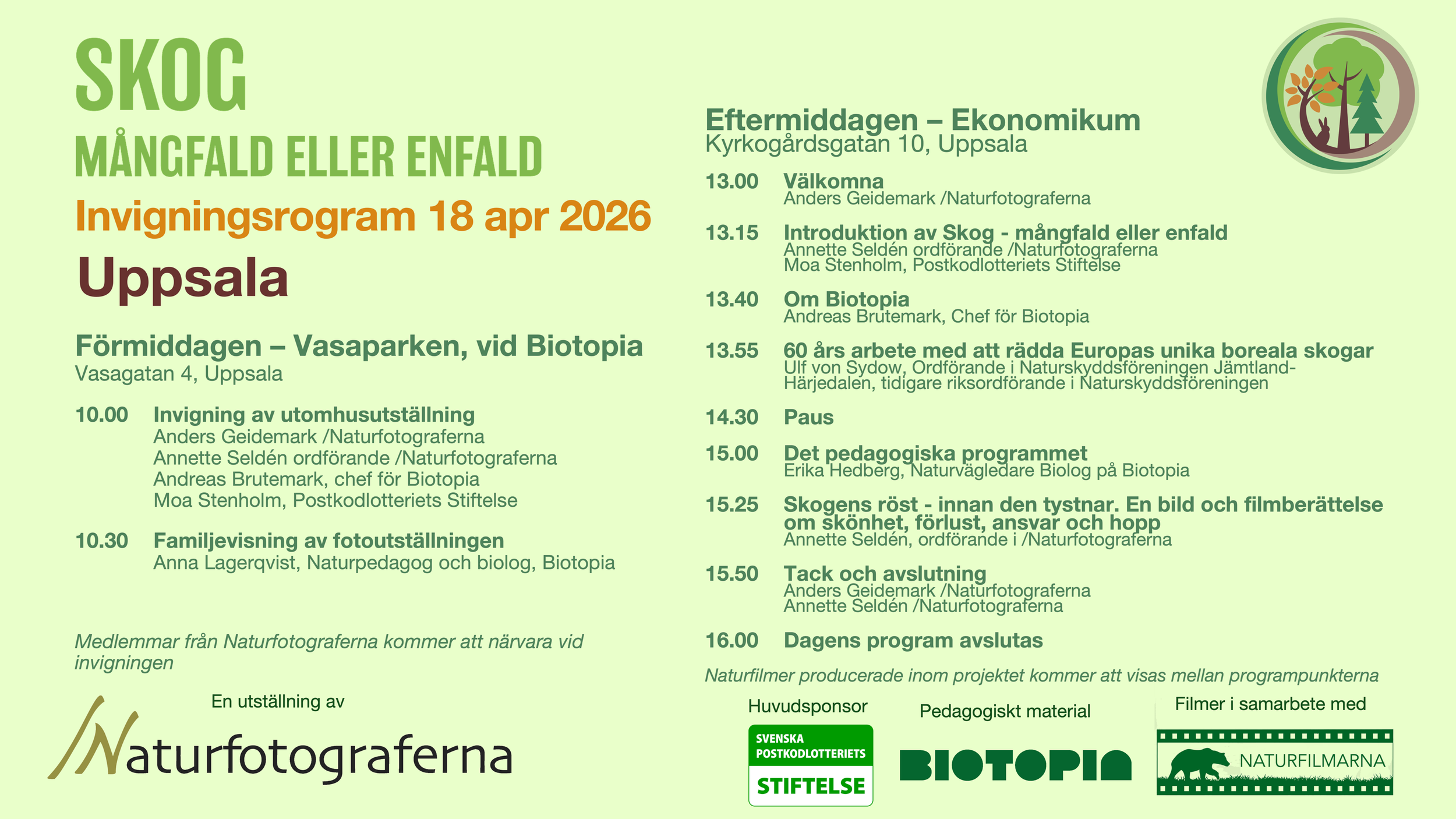 Välkommen till invigningen av Naturfotograferns nya utställning