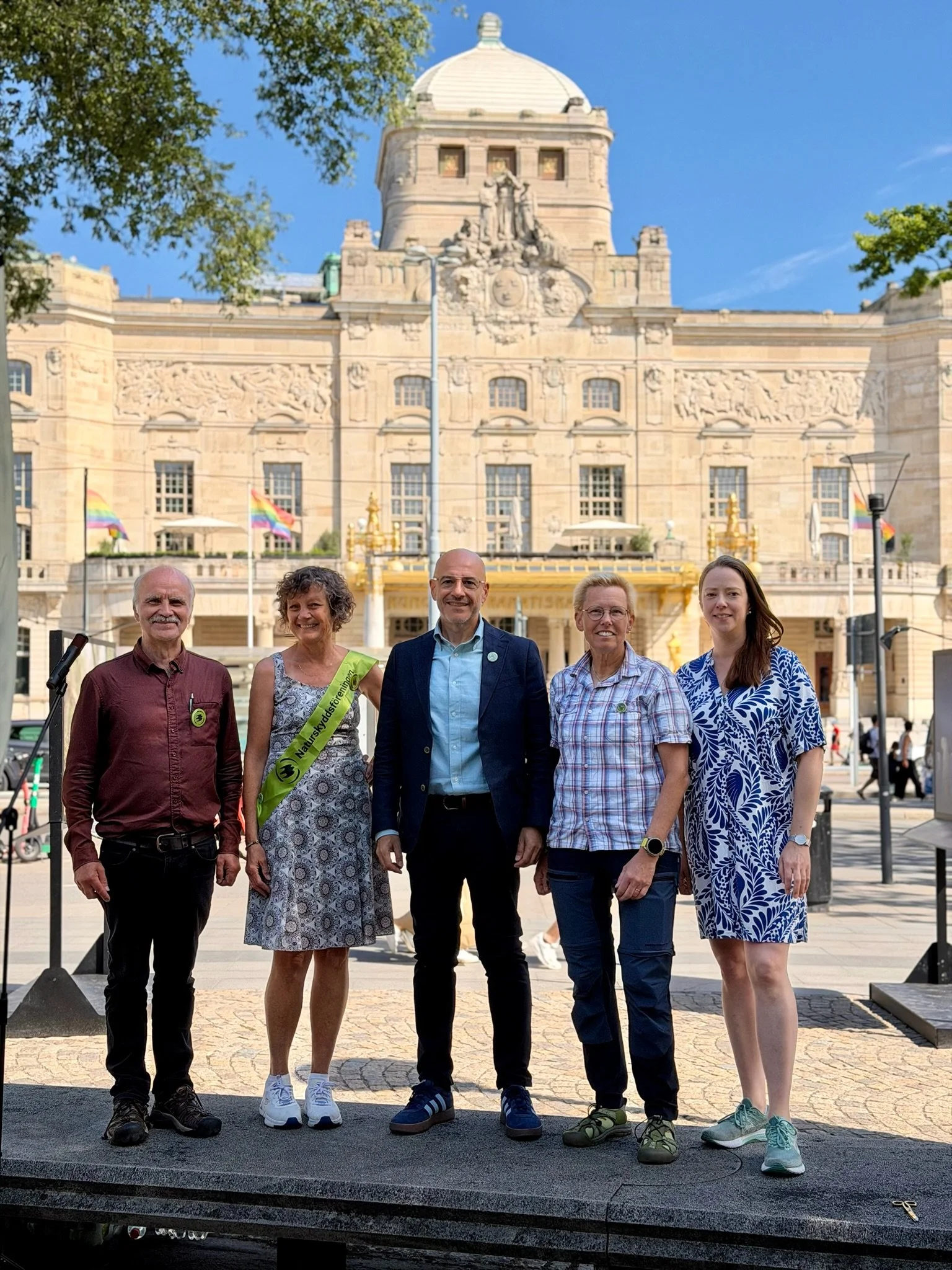 Invigningstalare Stockholm, från vänster till höger: Stig-Olof Holm (skogsforskare och ordförande Naturskyddsföreningen Västerbotten), Caroline Ford (ordförande, Naturskyddsföreningen Stockholms Län), Bilal Chebaro (projektledare Skog - mångfald elle