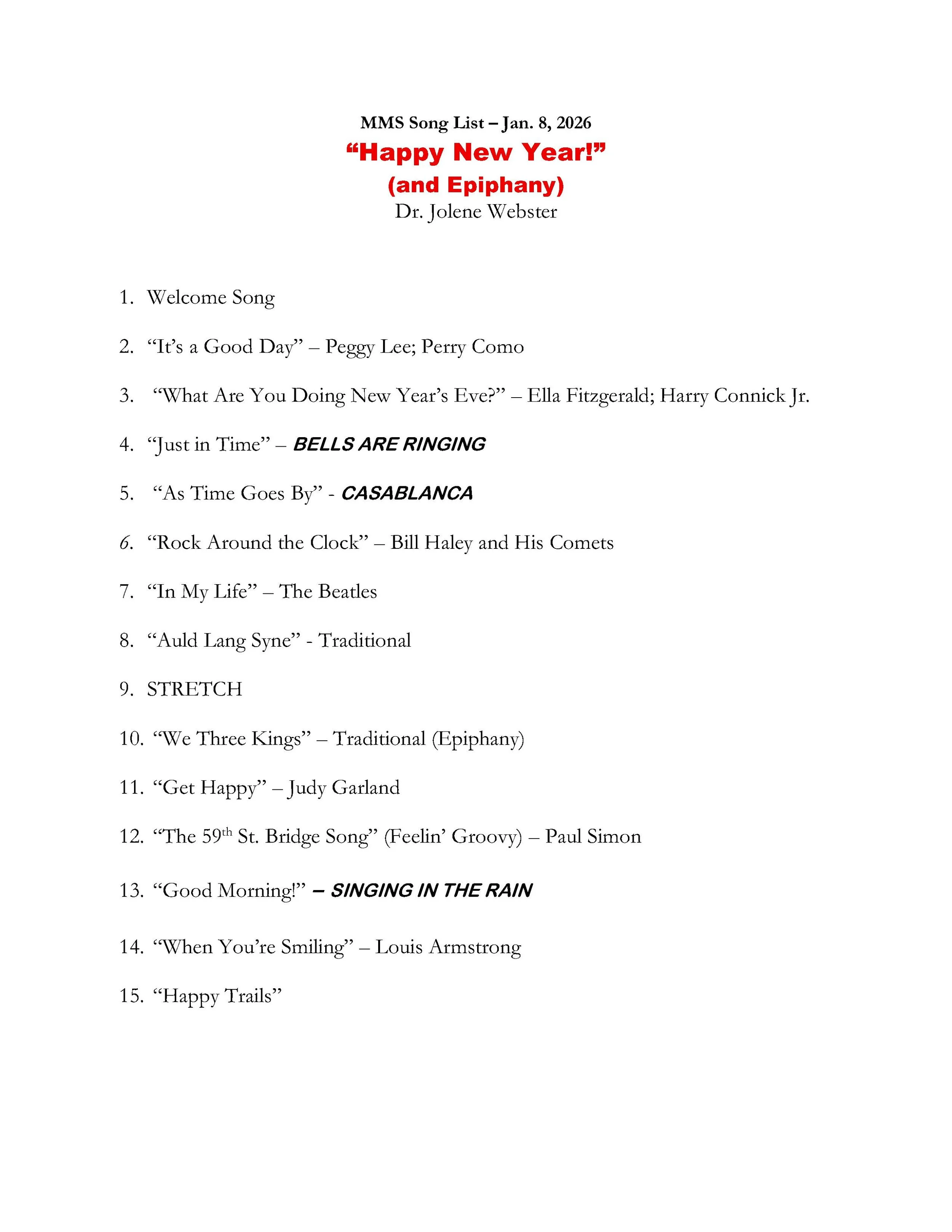 20260108-Happy New Year song list