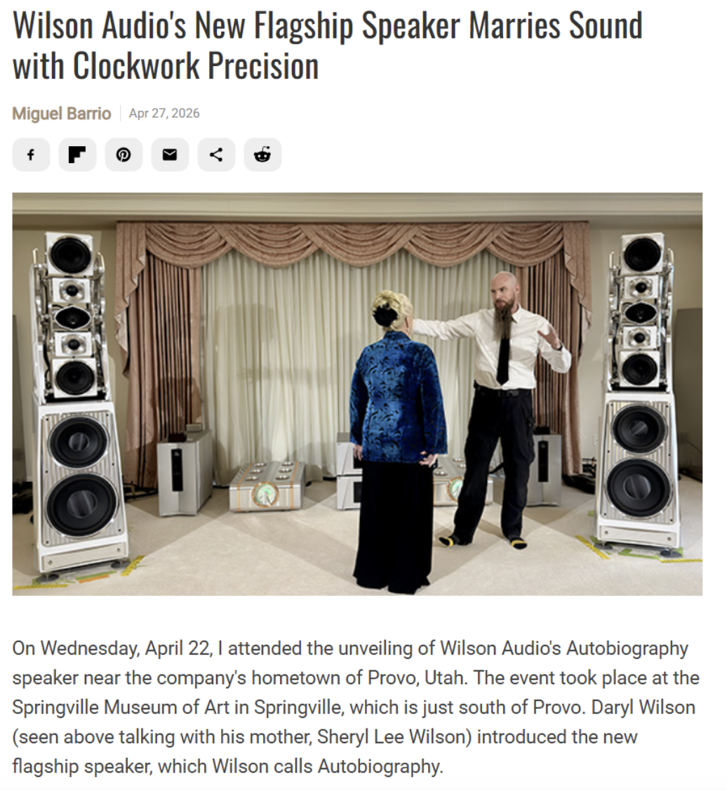 Stereophile: Wilson Audio's New Flagship Speaker Marries Sound With Clockwork Precision - By Miguel Barrio