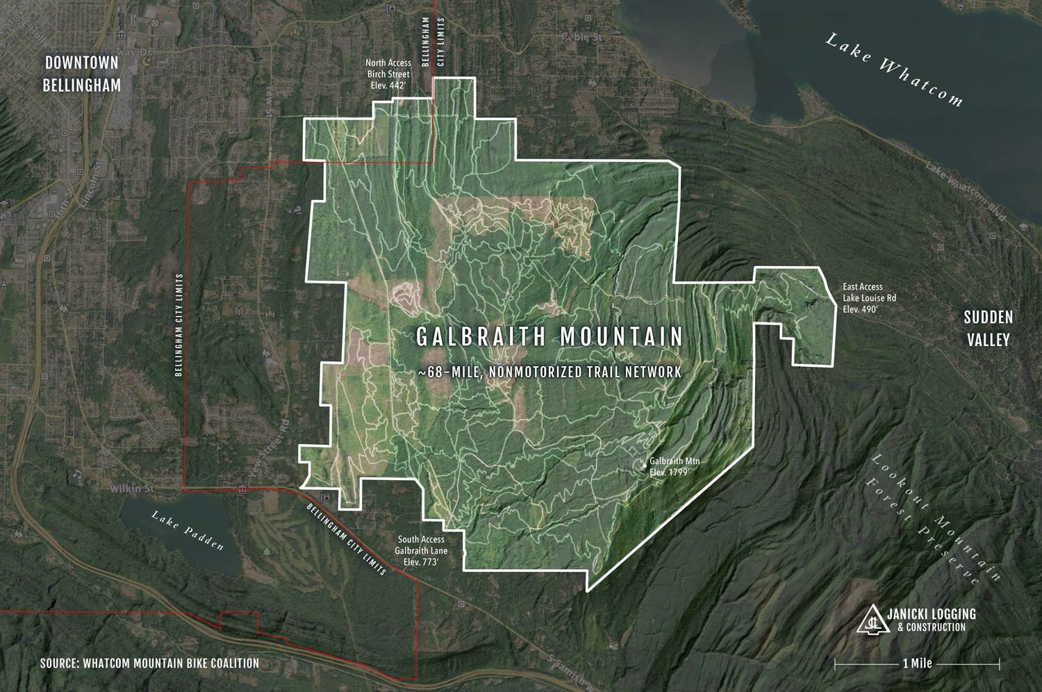 Galbraith Mountain - 68-Mile, Nonmotorized Trail Network Map