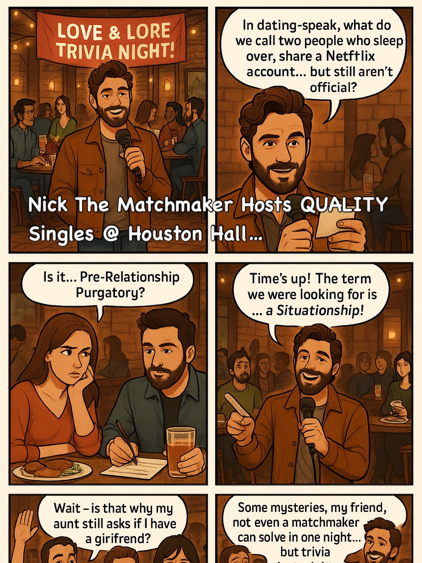 When you’re better at remembering boy band facts than your own dating history… π
Come flex that random knowledge and meet someone who knows and doesn’t care what year “Titanic” came out. π§ β€οΈ
πTrivia Night for Singl