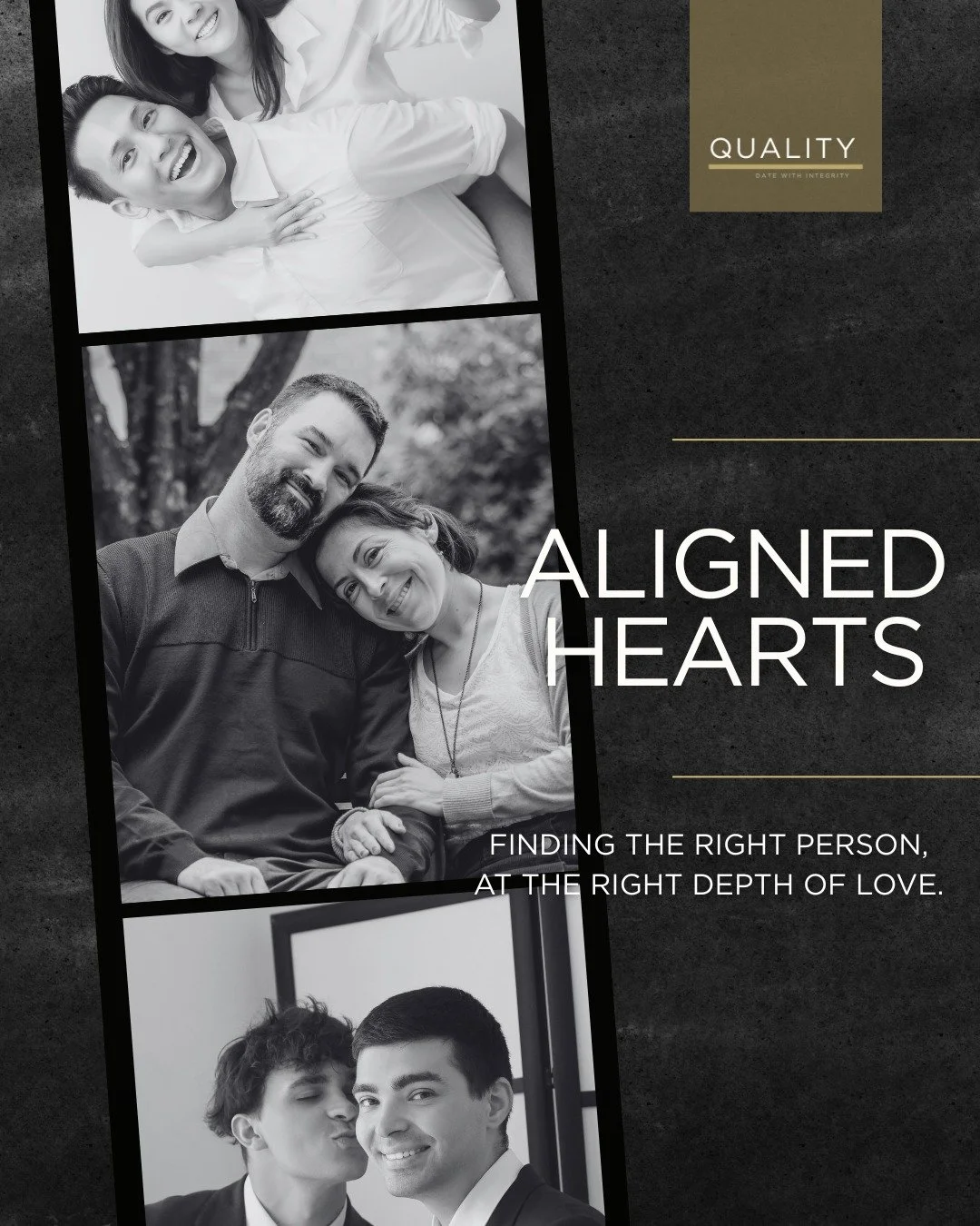 Love thrives where authenticity lives. You deserve to be loved for who you are, not the version you think you should be.
At Quality, we create space for intentional dating. Through personalized insights, curated profiles, and exclusive events, we he
