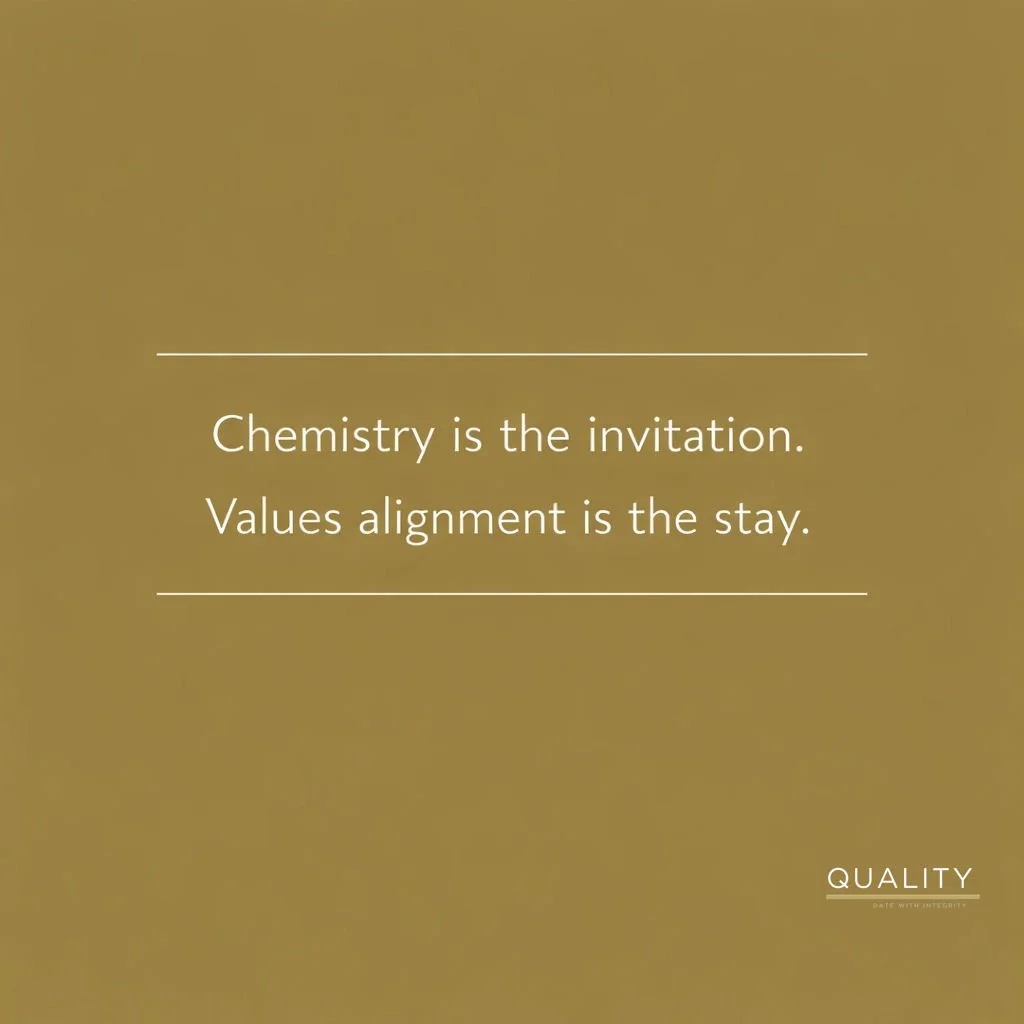 We often mistake the rush of chemistry for the stability of connection. We&rsquo;ve been taught to chase the "spark": that immediate, magnetic pull that makes everything else disappear. But chemistry is just the invitation. Values alignment