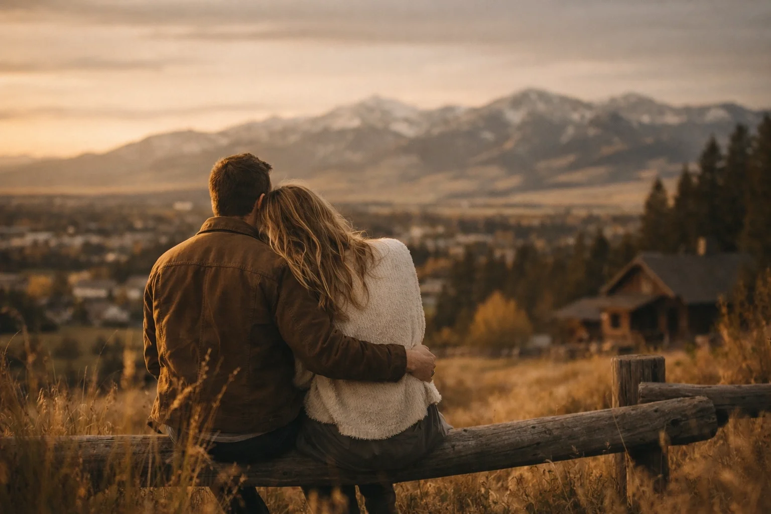 Big Sky Couple falling in love on first date in Montana