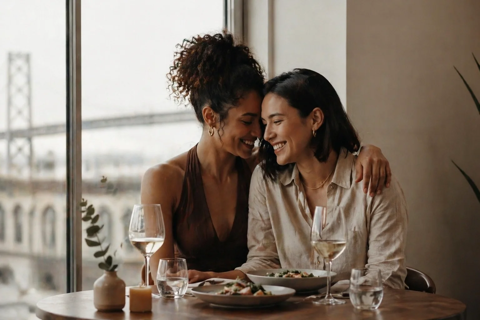 Women in love in North Beach neighborhood