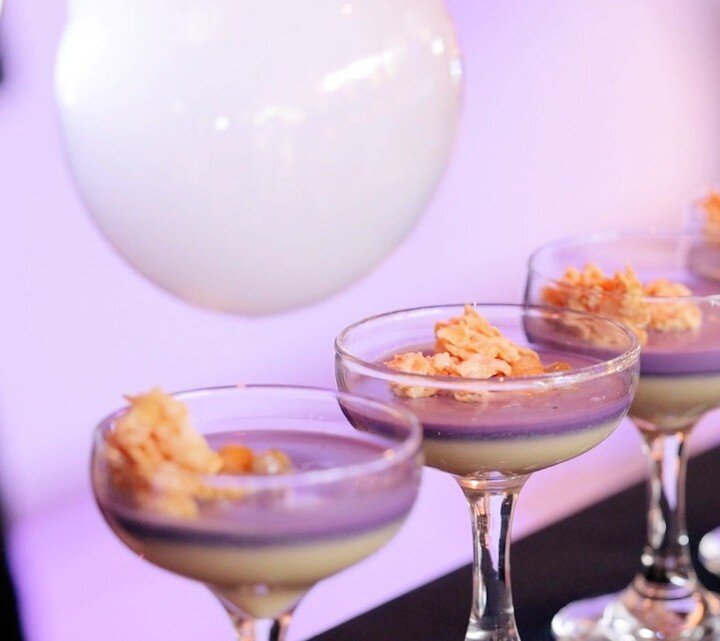 The Sweet Corn Cremeux was quite the hit at our Grand Opening Party. 

Not only is the dessert visually stunning, but it also satisfies any sweet tooth with a unique, flavorful twist. 

The Sweet Corn Cremeux is made with toasted lemongrass and Ube p