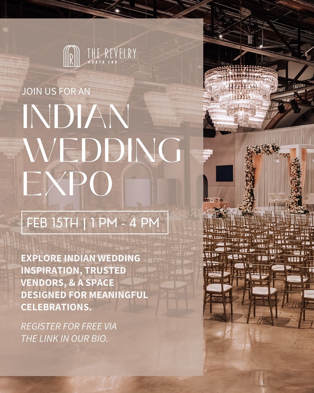 For the bride dreaming of a celebration rooted in tradition &amp; elevated with intention 🤍✨

Join us for an immersive Indian Wedding Expo where culture, color, and meaningful moments come to life in our space.

Explore Indian wedding inspiration, c