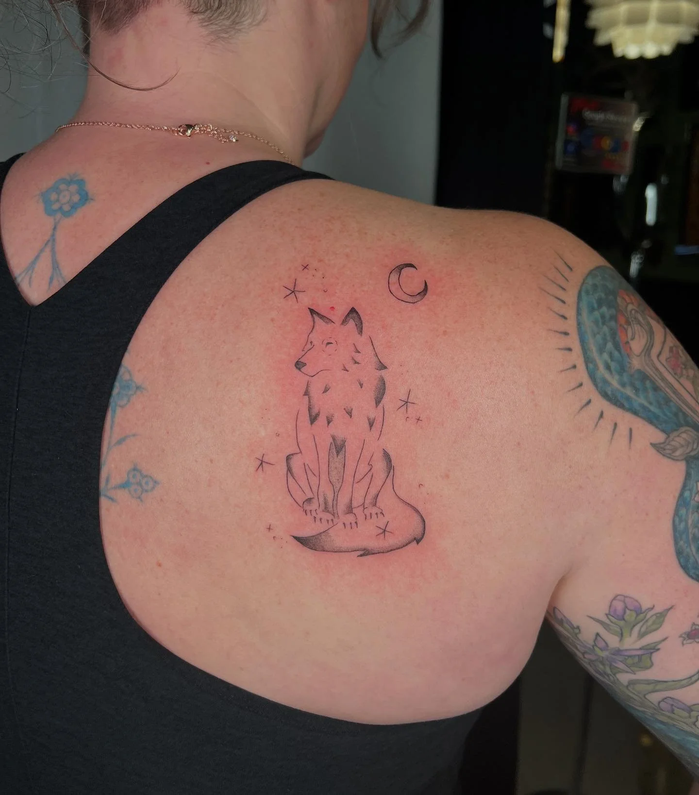SUCH a pleasure to get to work on this with you Lauren 🫶 Swipe to see the full project and for a healed Panda :) 

The two animals represent Lauren&rsquo;s close family members&mdash; looking out for her on each of her shoulders 🥳