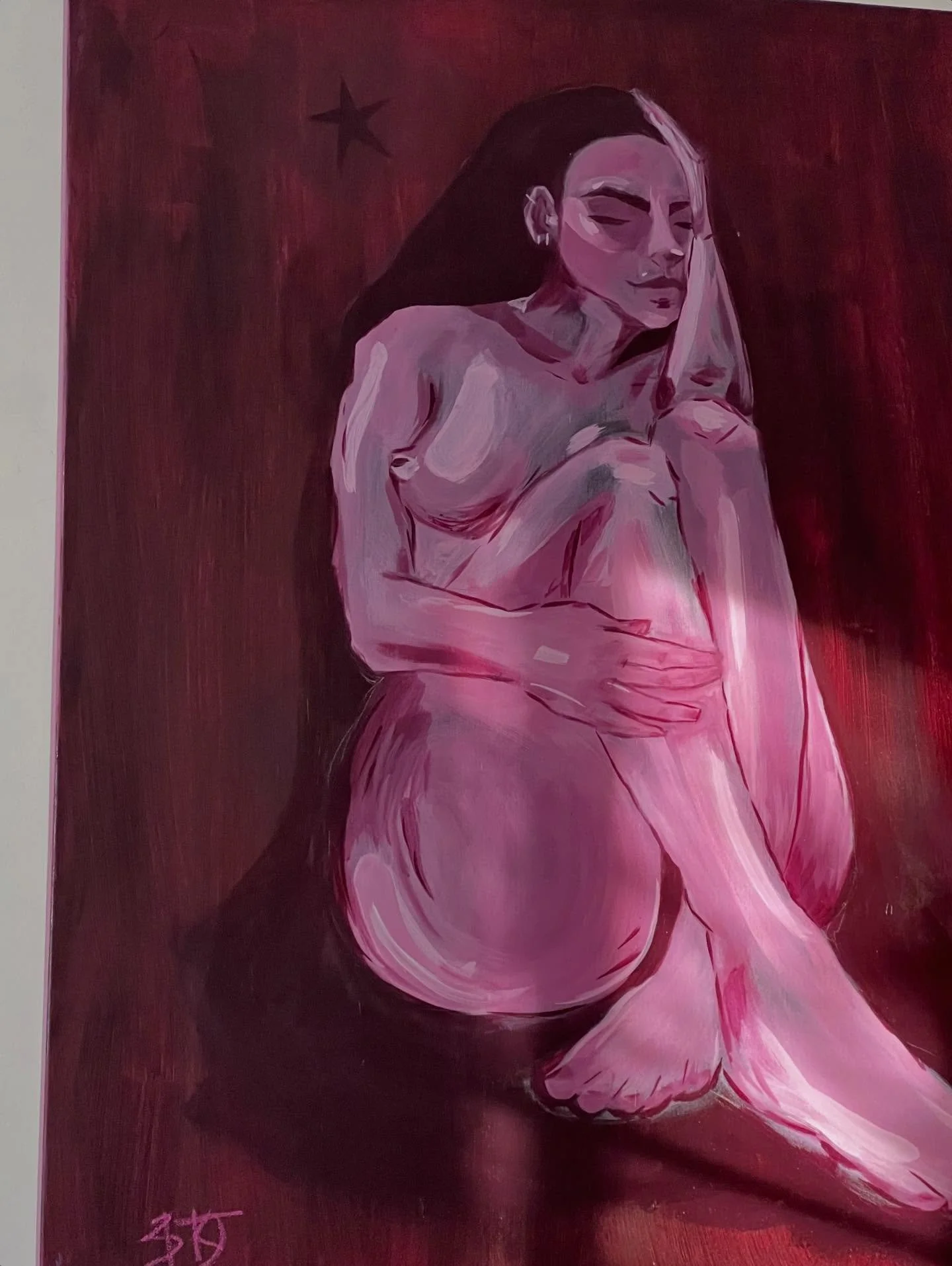 another commission :)) I have so enjoyed getting to do these and both times have hung them to wake up to which has felt so delightful. swipe for more morning light via morning snuggles 🌟 and for transport to UPS lol