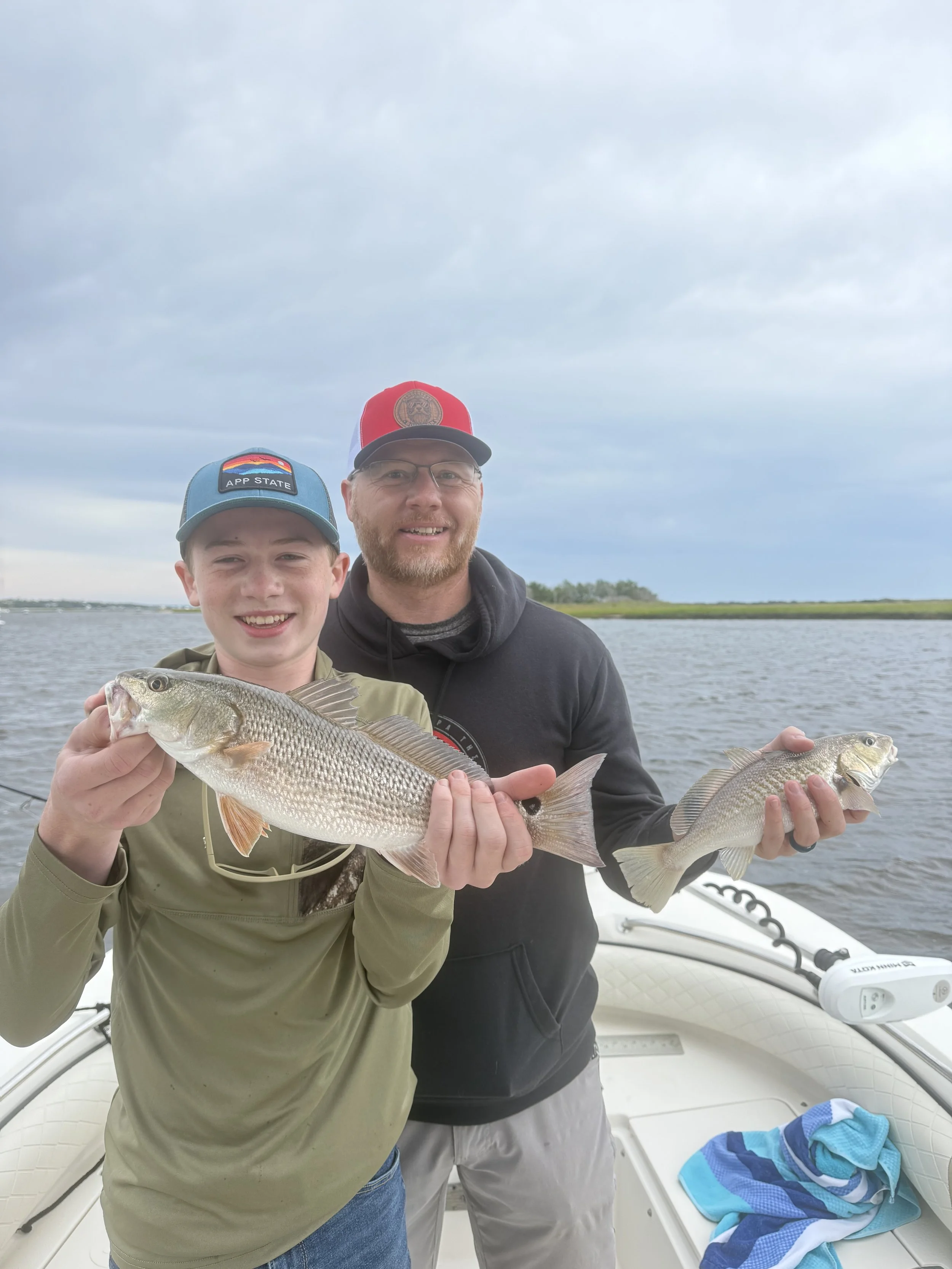 Dad and son fishing