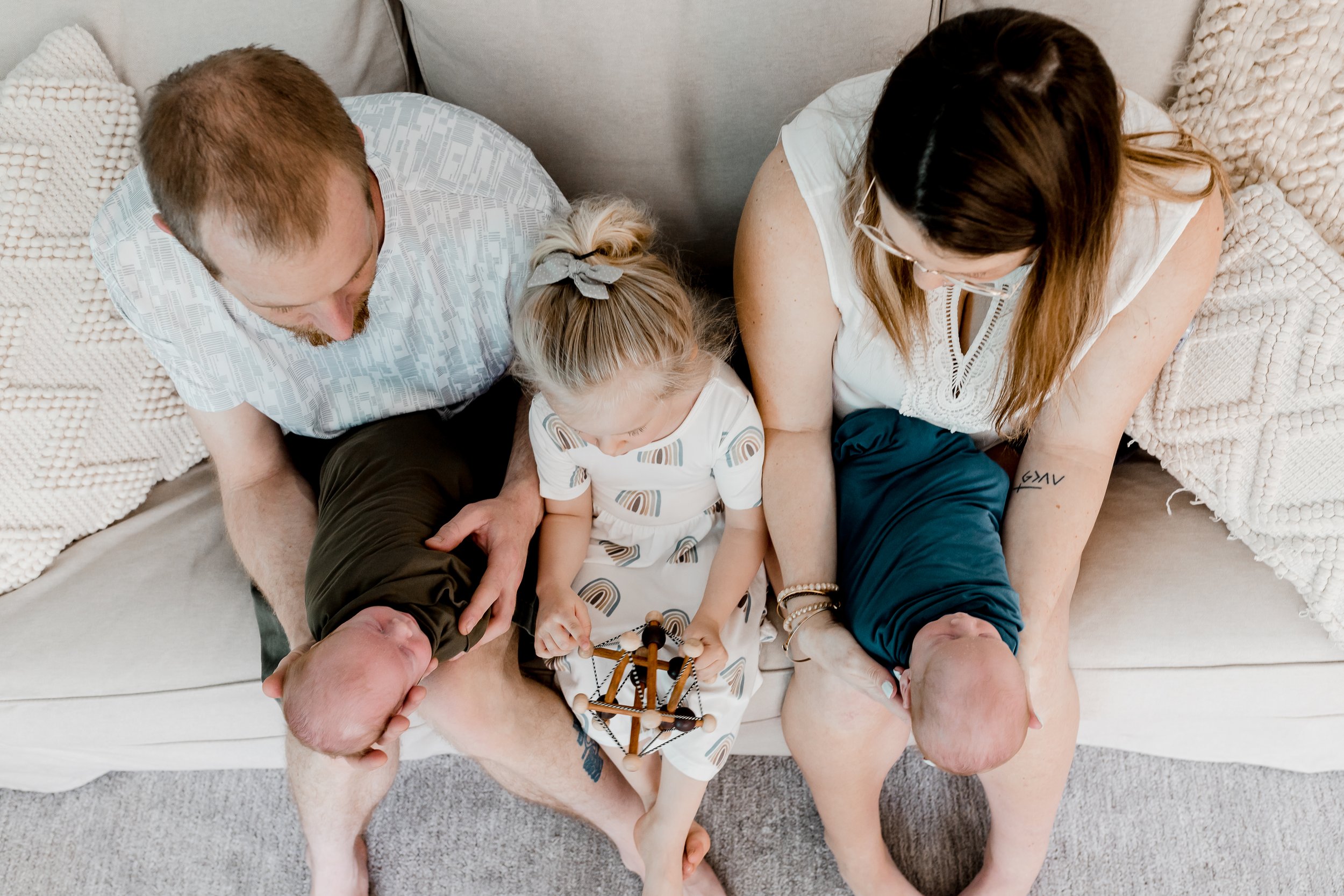 in home twin newborn session, newport rhode island