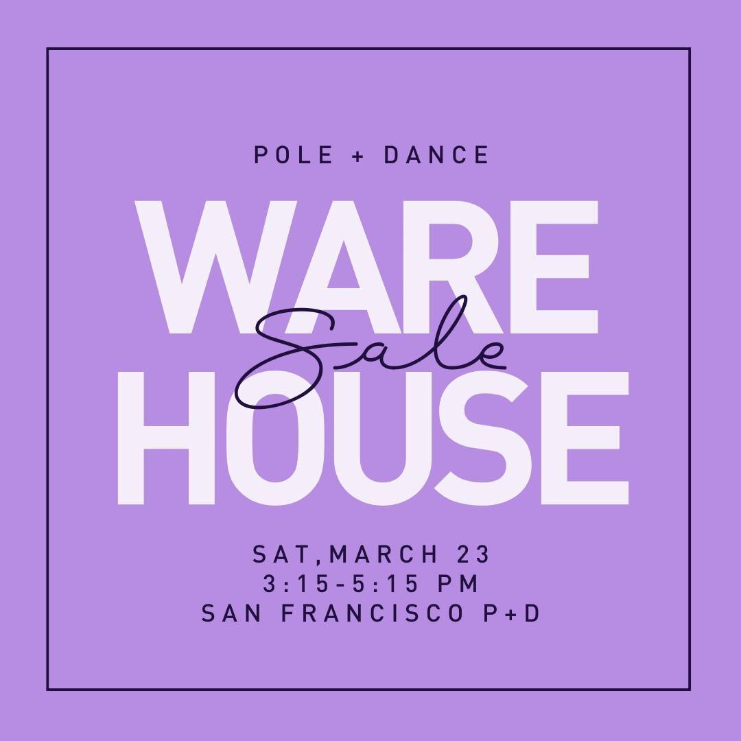 ⚠️ATTENTION POLE + DANCE!⚠️ Join us for a Pole + Dance retail warehouse sale on Saturday March 23 from 3:15 to 5:15pm! 

At this in-person-only blowout sale, we're pulling out backstock P+D swag to sell at up to 50% off, in preparation for the launch