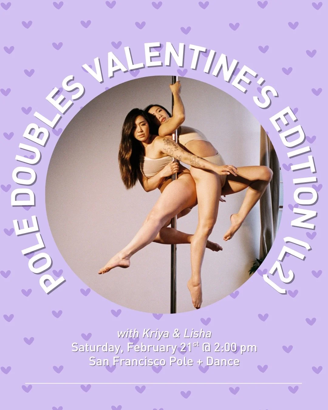 Double the fun by pole dancing with a friend! Join Lisha (@poleleesh) &amp; Kriya (@libra.on.a.p0le) to learn a short doubles flow and a few doubles combos on spin pole on Saturday, February 21st at 2:00 pm.

 #sfpoleanddance #poleanddancestudios #po