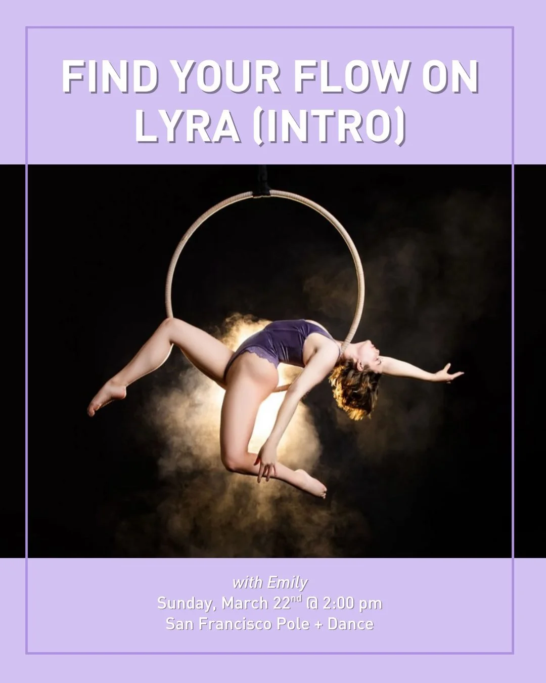 Join us in welcoming new instructor Emily (@bendy.em) on Sunday, March 22nd at 2:00 pm in Find Your Flow on Lyra (Intro)!

This class is all about learning the basics and discovering your style. We'll break down intro to Lyra moves and explore differ
