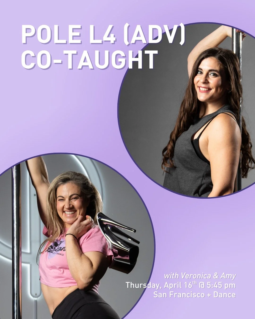 Level up with Veronica (@pole_and_bench) &amp; and Amy (@amysunshine007) on Thursday, April 16th at 5:45 pm in the Pole L4 (Adv)!

 #sfpoleanddance #poleanddancestudios #poledancersofig #bayareapole #sfpoledance