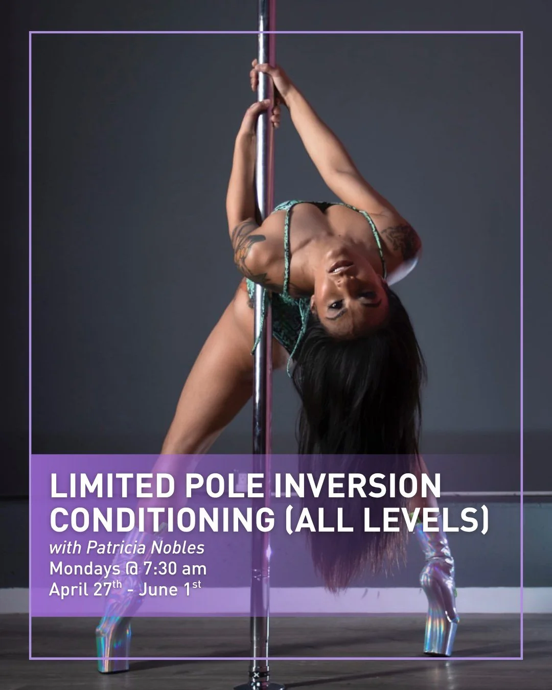 Early birds get the pole worms! Join Patricia Nobles on Mondays at 7:30 am for Pole Inversions Conditioning (All Levels), from April 27th-June 1st.

#sfpoleanddance #poleanddancestudios #poledancersofig #bayareapole #sfpoledance