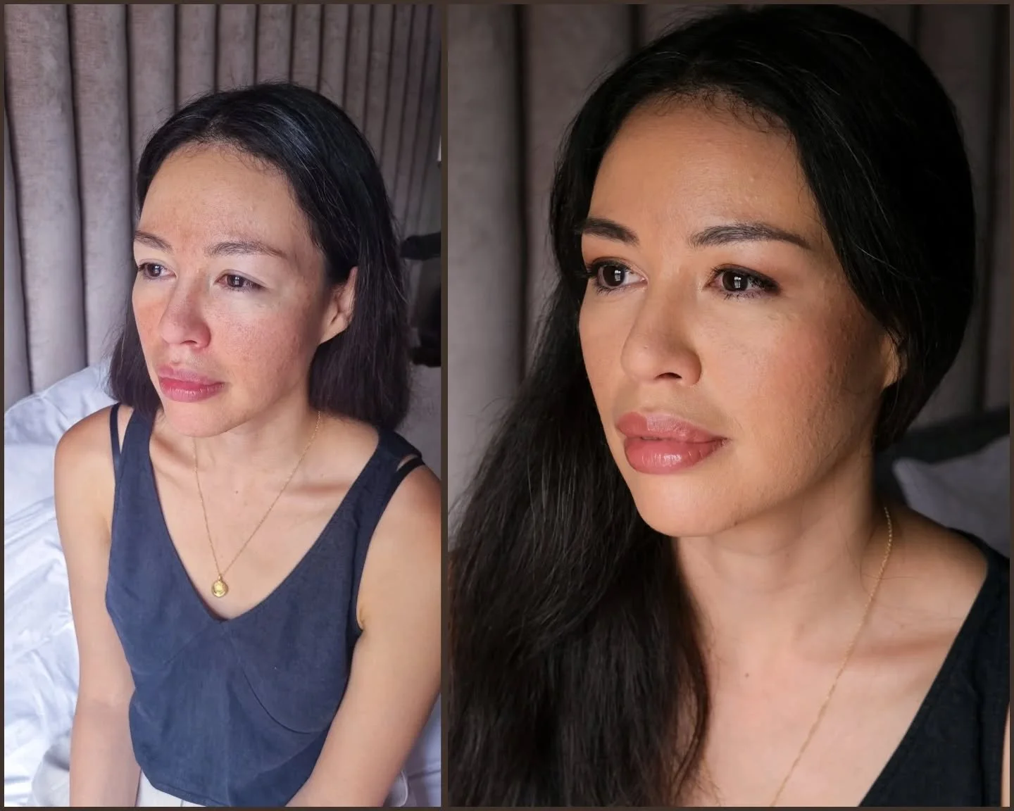 MAKE UP TO ENHANCE
I used the lightest touch of colour corrector here to counteract the hint of redness on the skin, that way I can keep the foundation coverage minimal. Allowing my client's gorgeous features to be the focus.
.
@rosalique_skincare #b