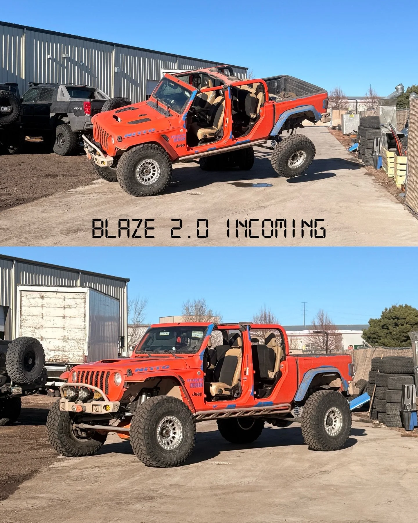 Blaze JT is getting some MAJOR upgrades. 

Stay tuned to see what&rsquo;s coming for this build. We will be showing some teasers along the way but the reveal will be at Easter Jeep Safari in April. 

#gladiatorJT #jeepbuild #gladiatorbuild
