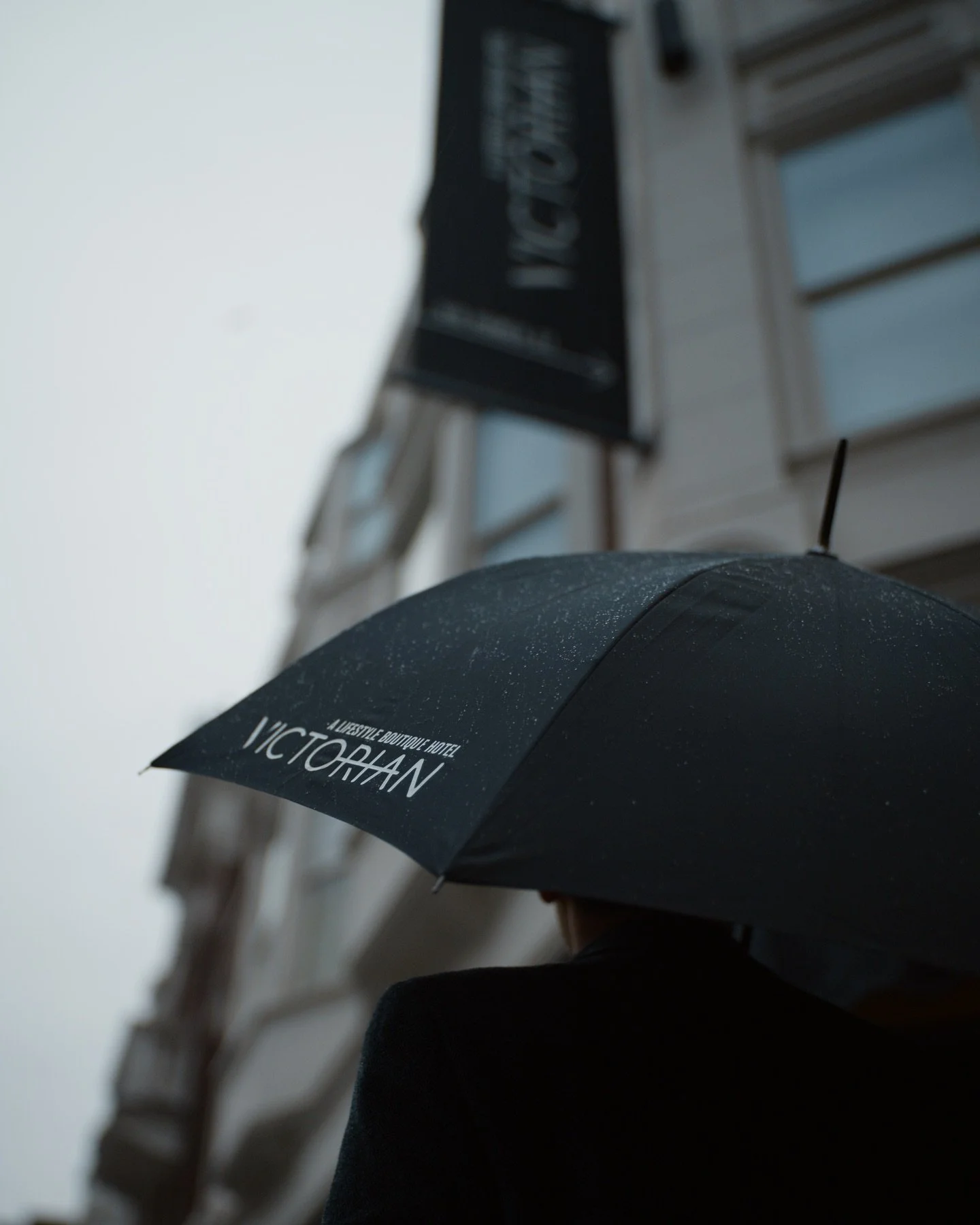 FINAL TOUCHES &mdash; love seeing it all come together. Sleek umbrellas + exterior banners for our hotel project in Vancouver.

Branded black umbrellas in a classic silhouette allow guests to take the brand on-the-go. While the custom hand-painted, f