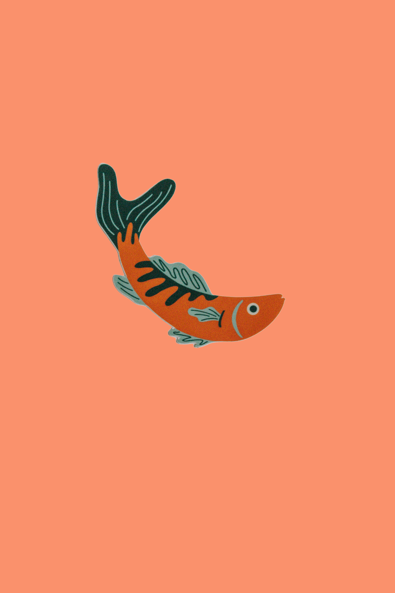 Orange Fish Illustration Sticker