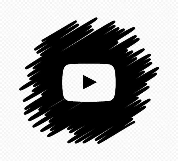 YouTube play button icon inside a black scribble circle.