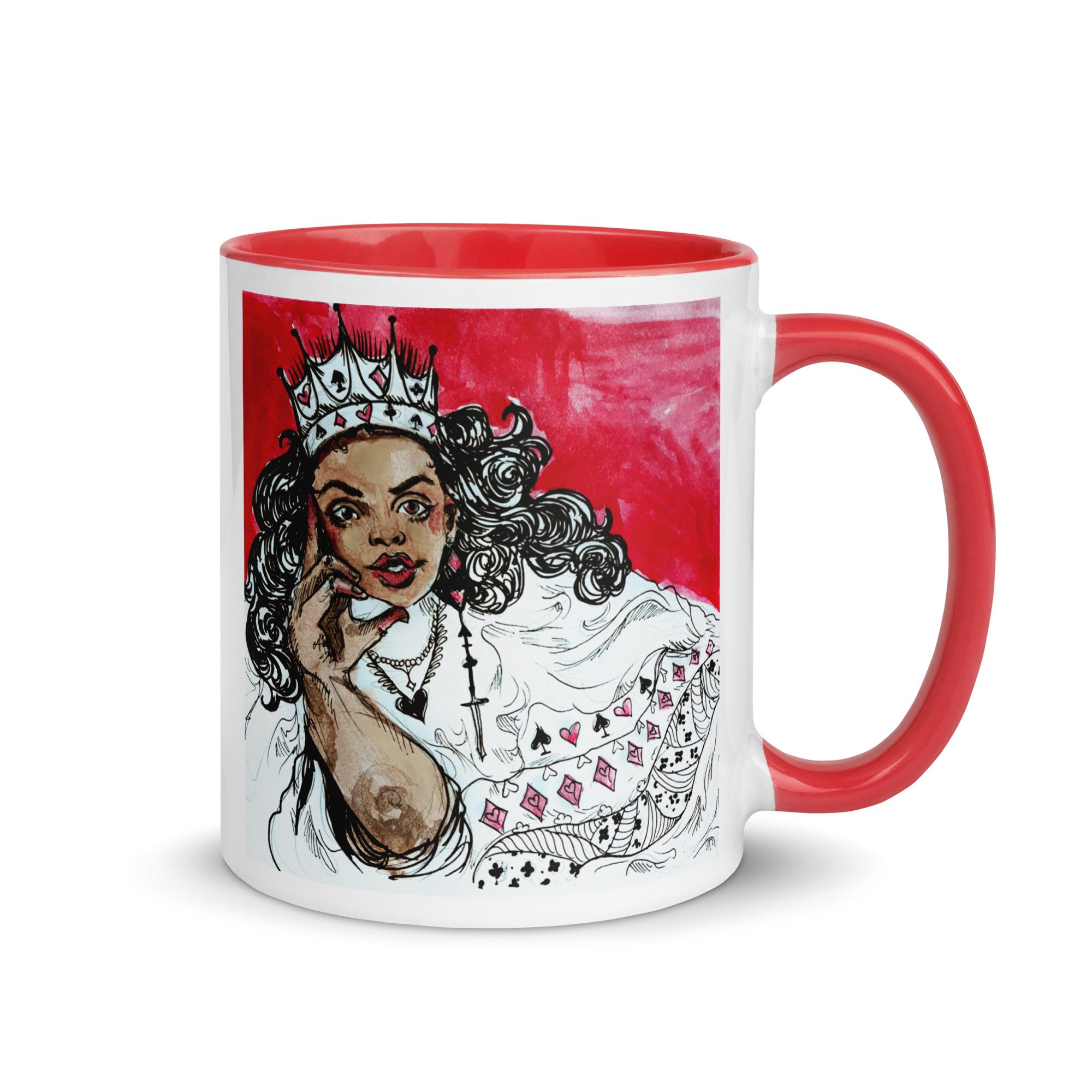 Queen of Cards | Mug with Red Accents