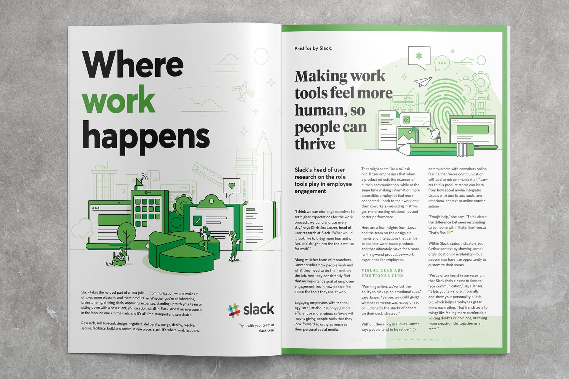 Where Work Happens advertorial gatefold in Fast Company