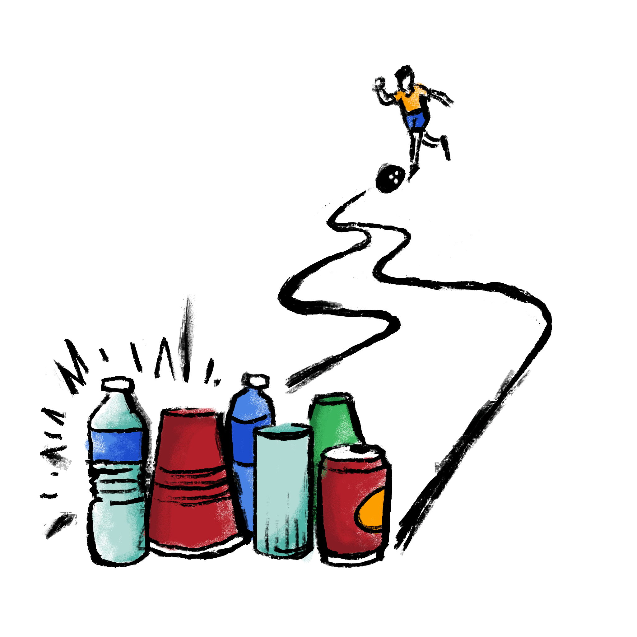 Bowling with recycling illustration