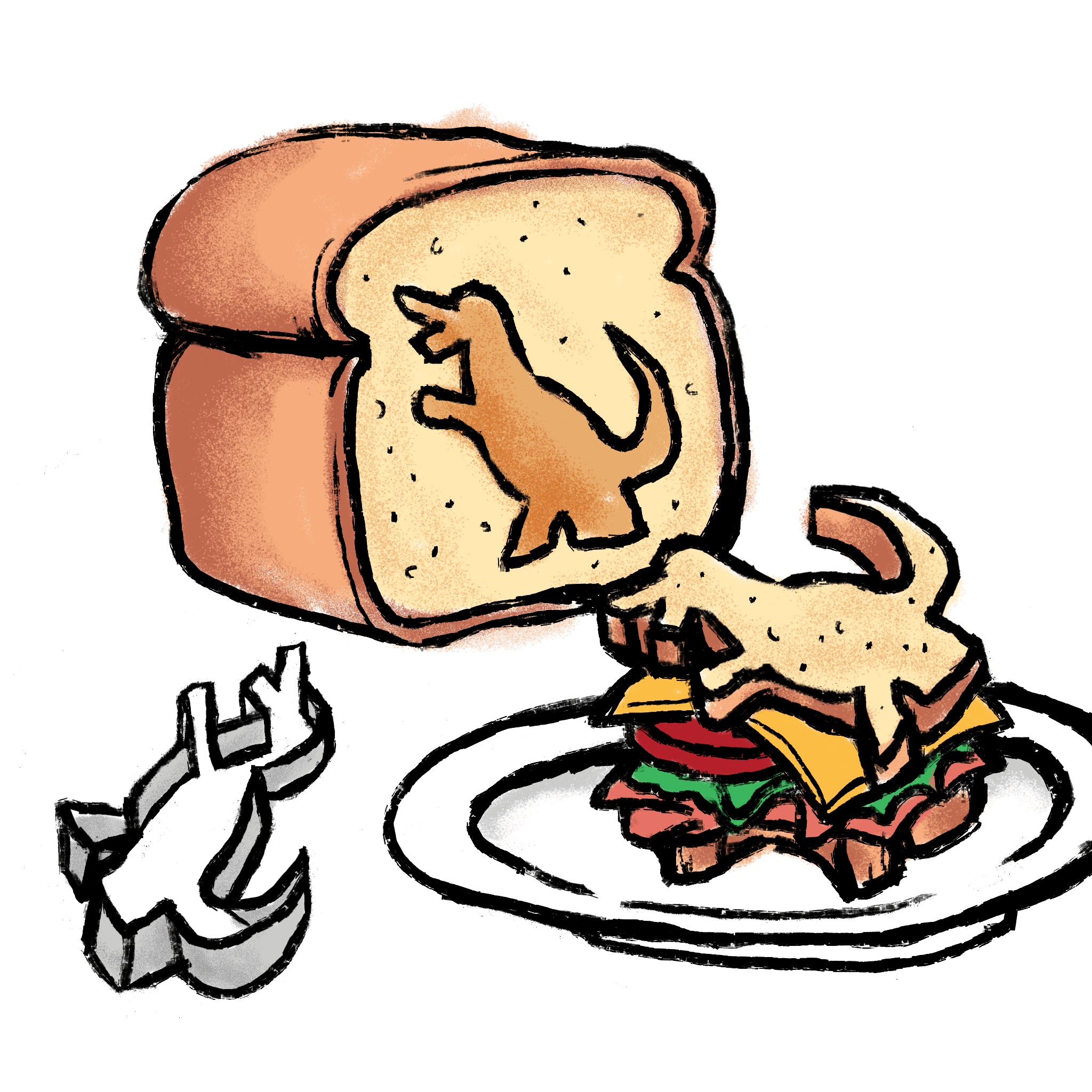 Cookie cutter sandwiches illustration