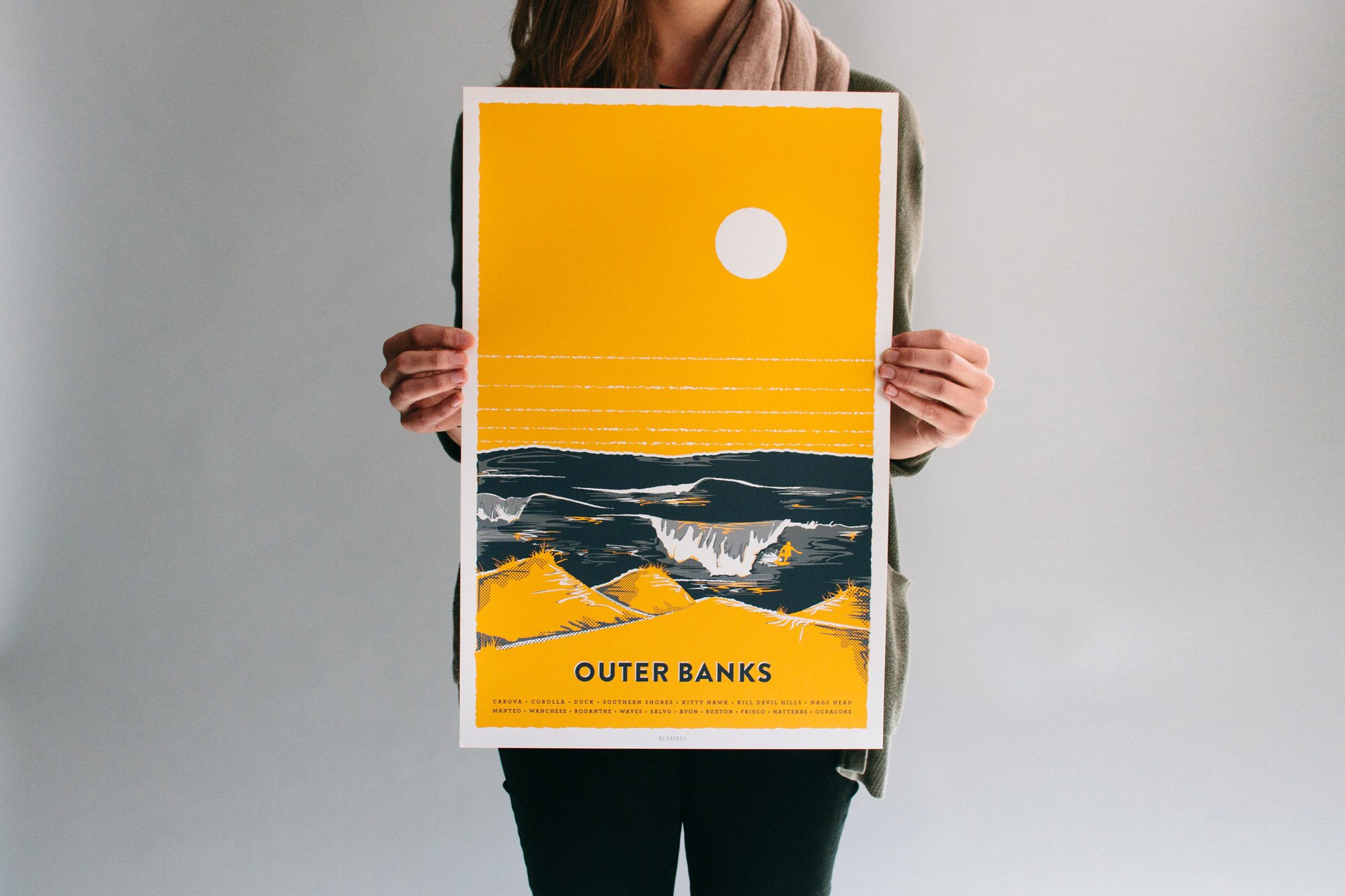 Outer Banks Screen Printed Poster in Gold