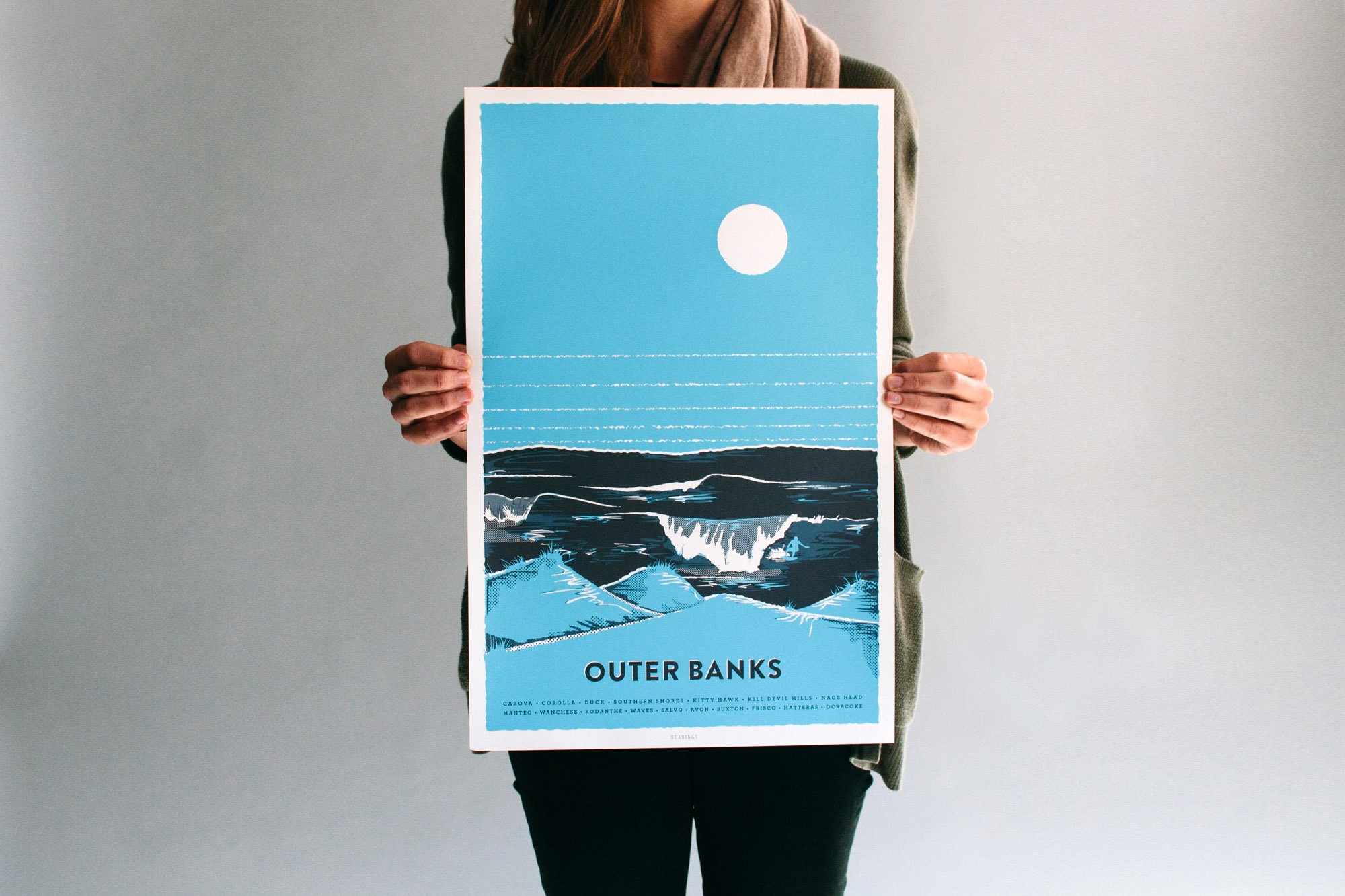 Outer Banks Screen Printed Poster in Blue