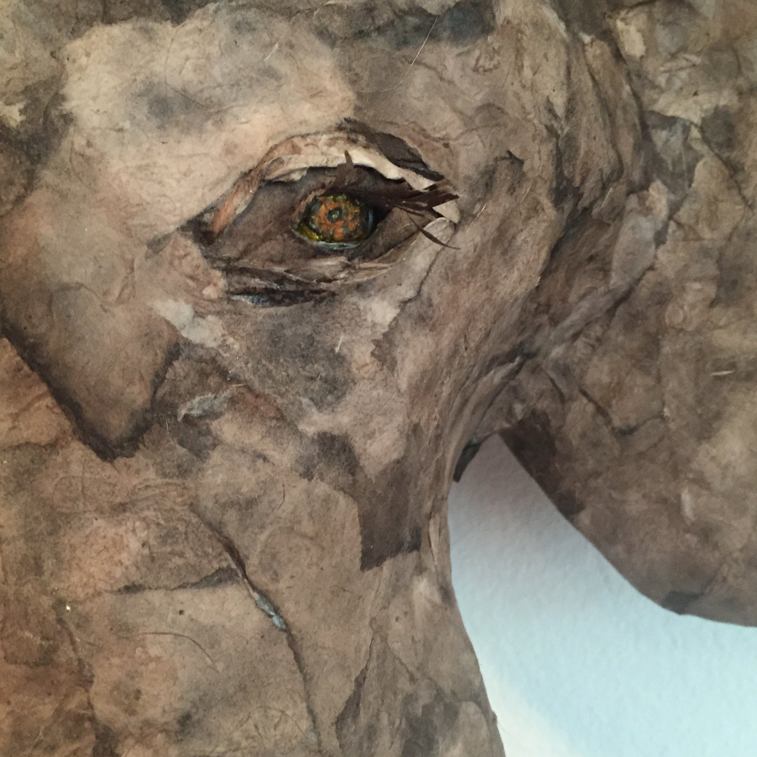 papier mâché elephant, detail
