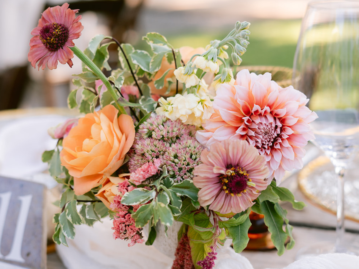 Floral centerpiece at Napa wedding