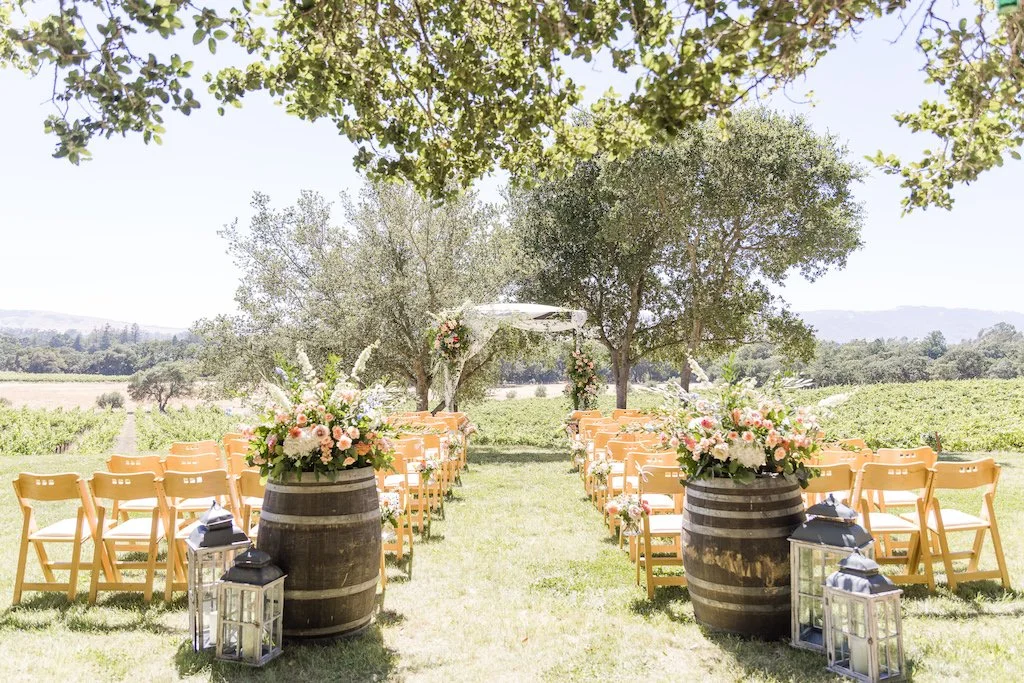 Gundlach Bundschu wedding ceremony site with floral altar