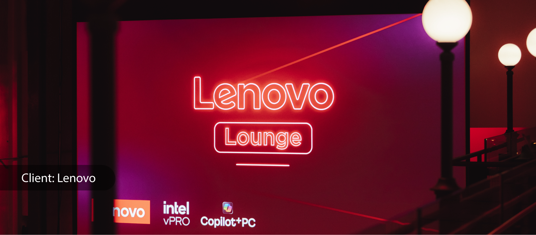 An event for Lenovo in Sydney called, Lenovo Lounge. Executed by events agency Ripple TX